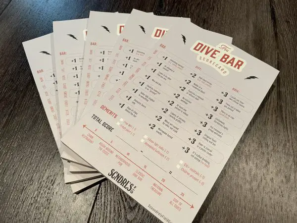 Dive Bar Scorecard - Notepad GIft for Dive Bar Lovers